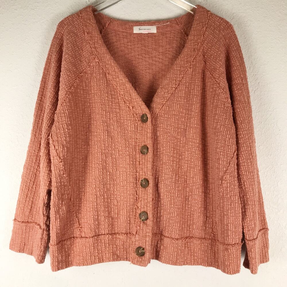 Two by Vince Camuto Nubby Knit Button Front Cardigan Sweater V-Neck Size XXL